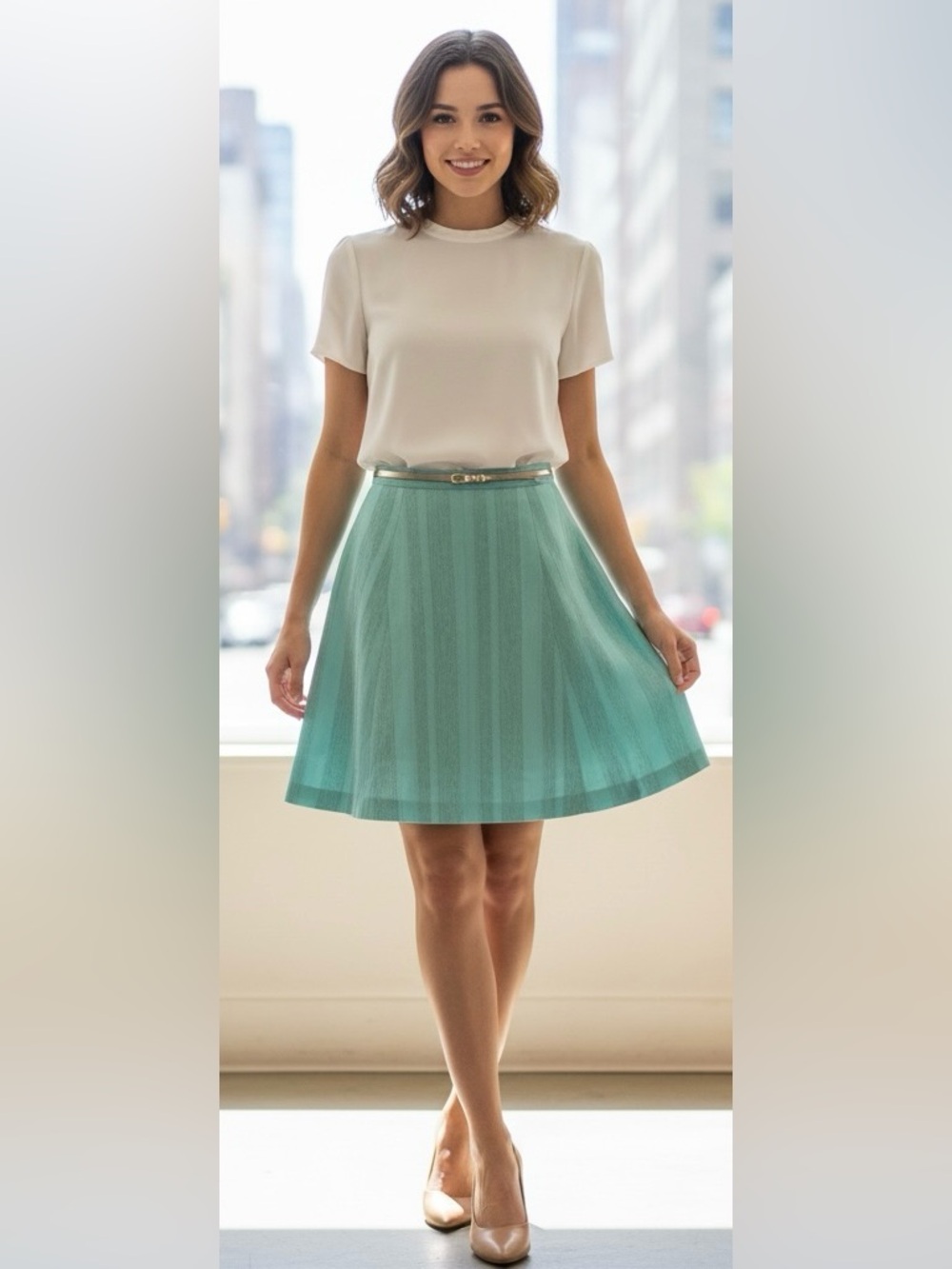 A-line Teal / Aqua Midi Women’s Skirt